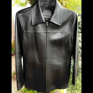 COACH Black Leather zip up Jacket 😍